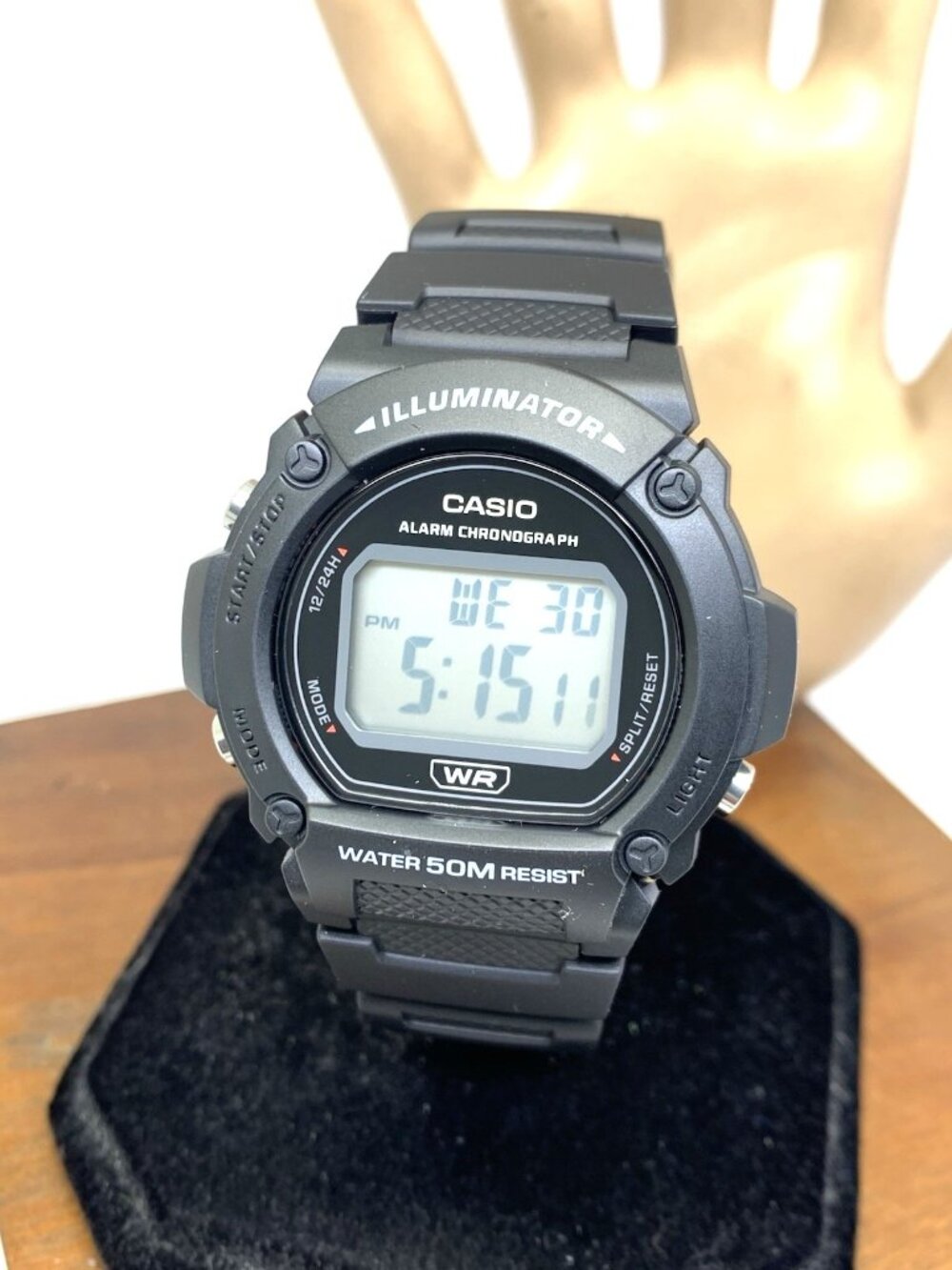 Casio Men's Watch W219H Illuminator Quartz Digital 42mm Black Resin Sport 3224